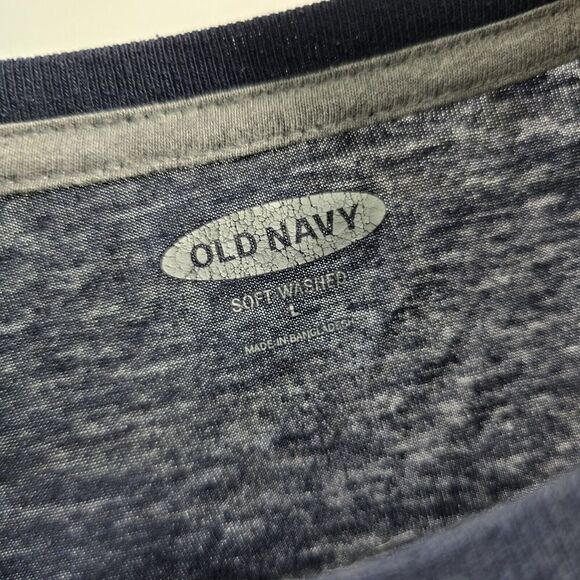 Old Navy T Shirt Mens Medium Navy Crew Tent Snow Camping Trees Trail Hiking - Picture 3 of 9